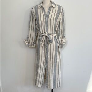 Faherty Organic Cotton Striped Button-Up Dress